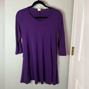 Women's Purple 3/4 Sleeve Swing Tunic